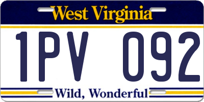 WV license plate 1PV092