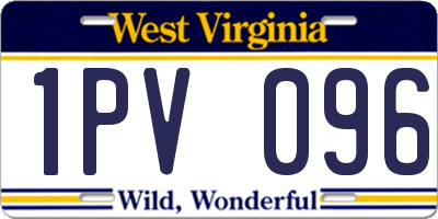 WV license plate 1PV096