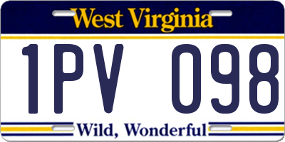 WV license plate 1PV098