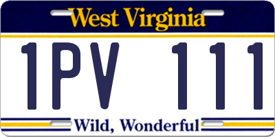WV license plate 1PV111