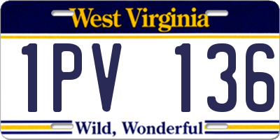 WV license plate 1PV136