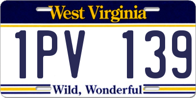 WV license plate 1PV139