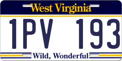 WV license plate 1PV193