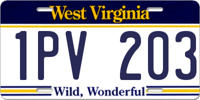 WV license plate 1PV203