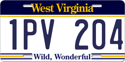 WV license plate 1PV204