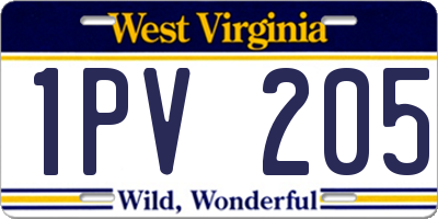 WV license plate 1PV205