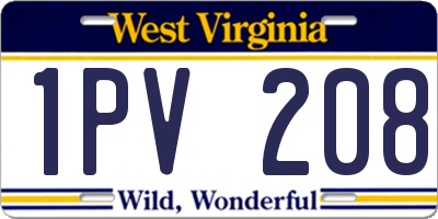WV license plate 1PV208