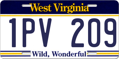 WV license plate 1PV209