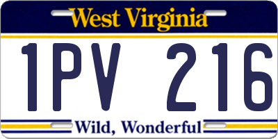 WV license plate 1PV216