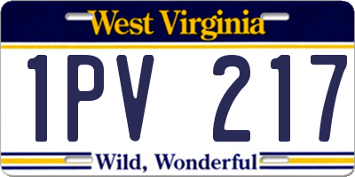 WV license plate 1PV217