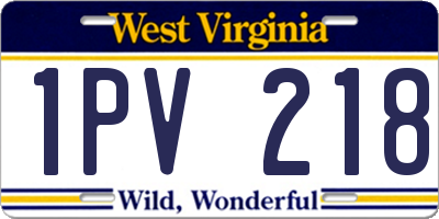 WV license plate 1PV218