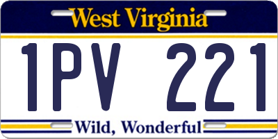 WV license plate 1PV221