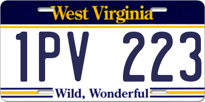 WV license plate 1PV223