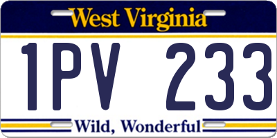 WV license plate 1PV233