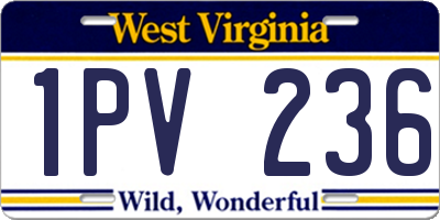 WV license plate 1PV236