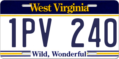 WV license plate 1PV240