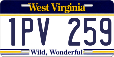 WV license plate 1PV259