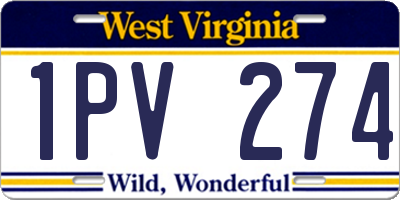 WV license plate 1PV274