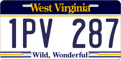 WV license plate 1PV287