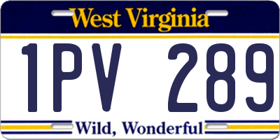 WV license plate 1PV289