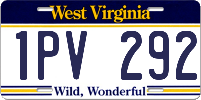 WV license plate 1PV292