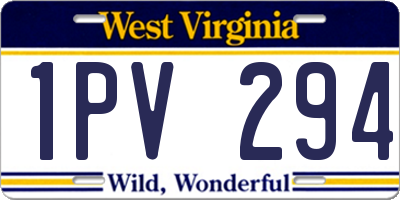 WV license plate 1PV294
