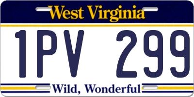 WV license plate 1PV299