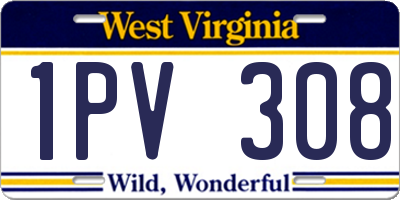 WV license plate 1PV308