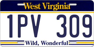 WV license plate 1PV309