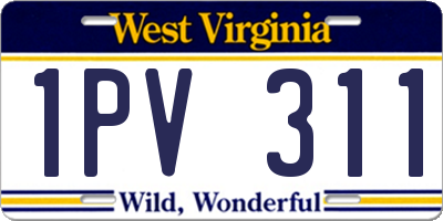 WV license plate 1PV311