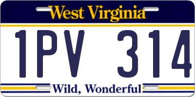 WV license plate 1PV314