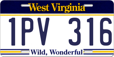 WV license plate 1PV316