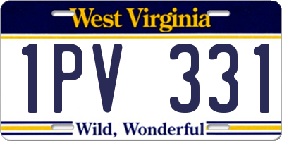 WV license plate 1PV331
