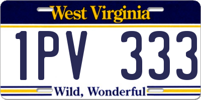 WV license plate 1PV333