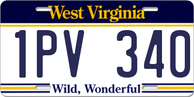WV license plate 1PV340