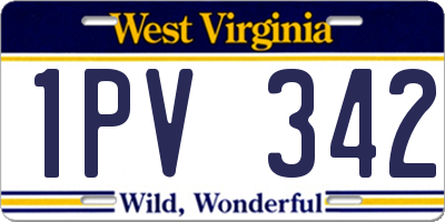 WV license plate 1PV342