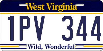 WV license plate 1PV344
