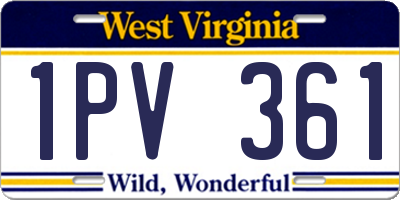 WV license plate 1PV361