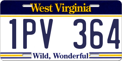 WV license plate 1PV364