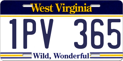 WV license plate 1PV365