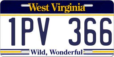 WV license plate 1PV366