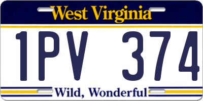 WV license plate 1PV374