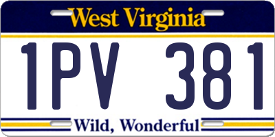 WV license plate 1PV381