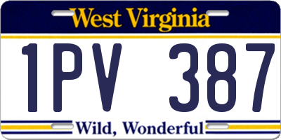 WV license plate 1PV387