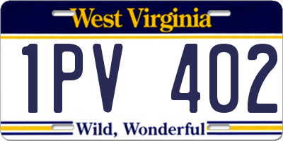 WV license plate 1PV402