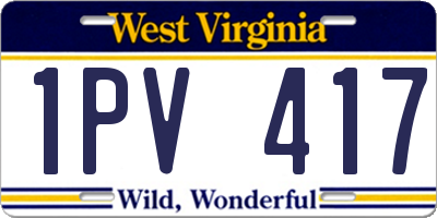WV license plate 1PV417