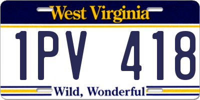 WV license plate 1PV418
