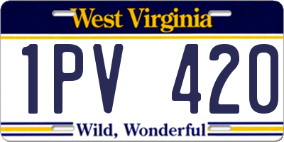 WV license plate 1PV420