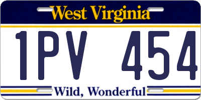WV license plate 1PV454