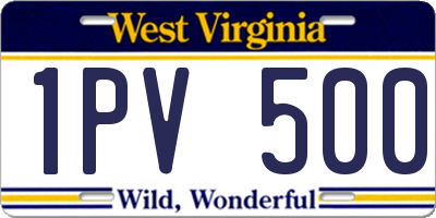 WV license plate 1PV500